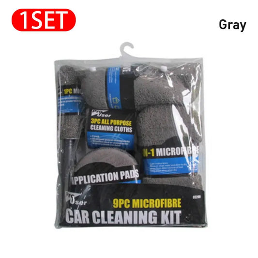 9-In-1 Car Washing Cleaning Set, Microfiber Towel, Sponge, Wash Glove, Polish Pads for Auto Detailing Care
